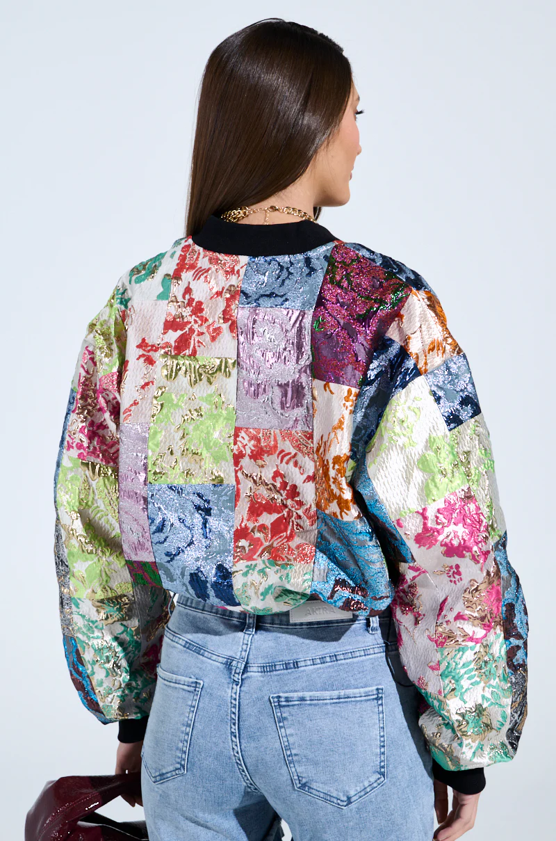 THAT GIRL PATCHWORK BROCADE BOMBER - Image 8