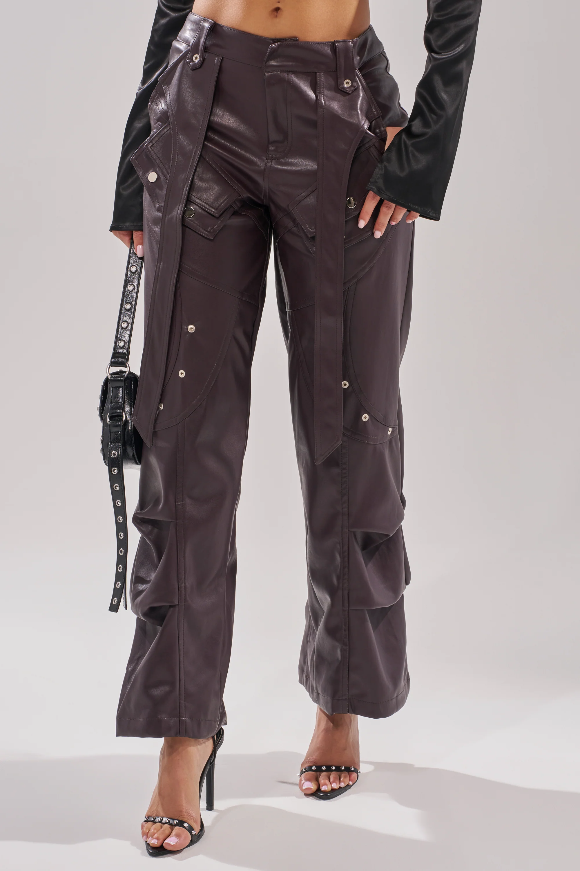 THE BEST PLUM FAUX LEATHER CARGO TROUSER - Image 2