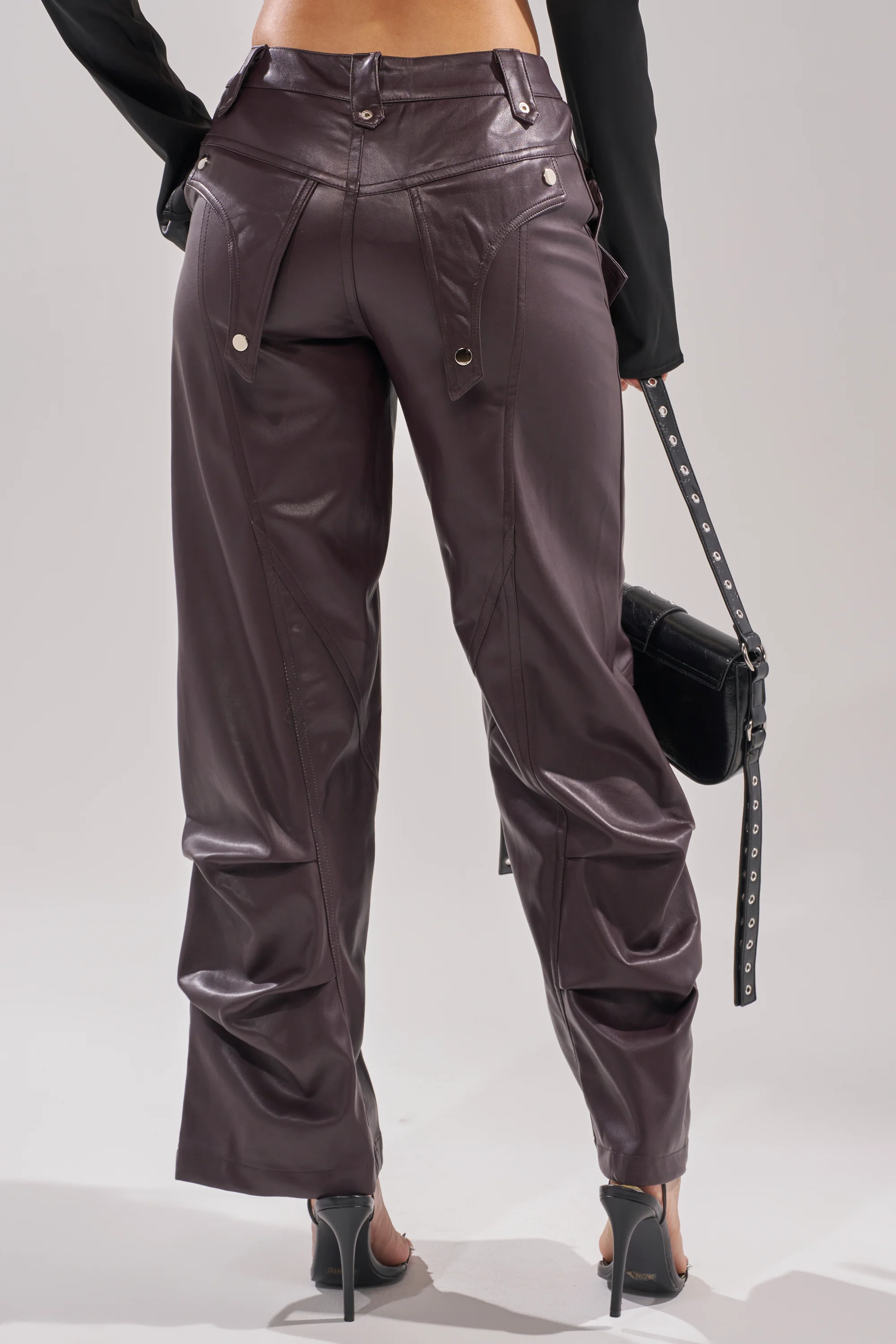 THE BEST PLUM FAUX LEATHER CARGO TROUSER - Image 4