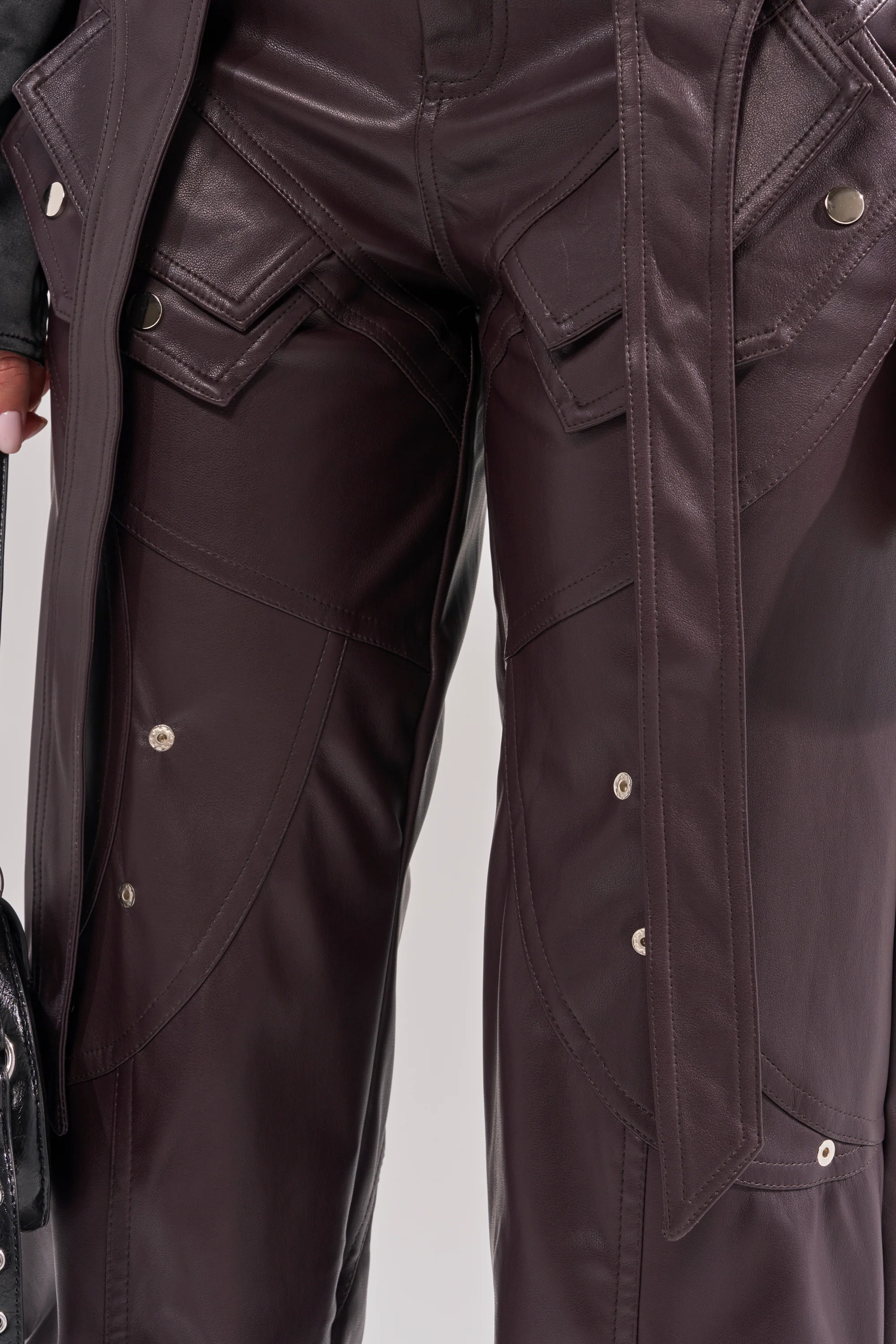 THE BEST PLUM FAUX LEATHER CARGO TROUSER - Image 7