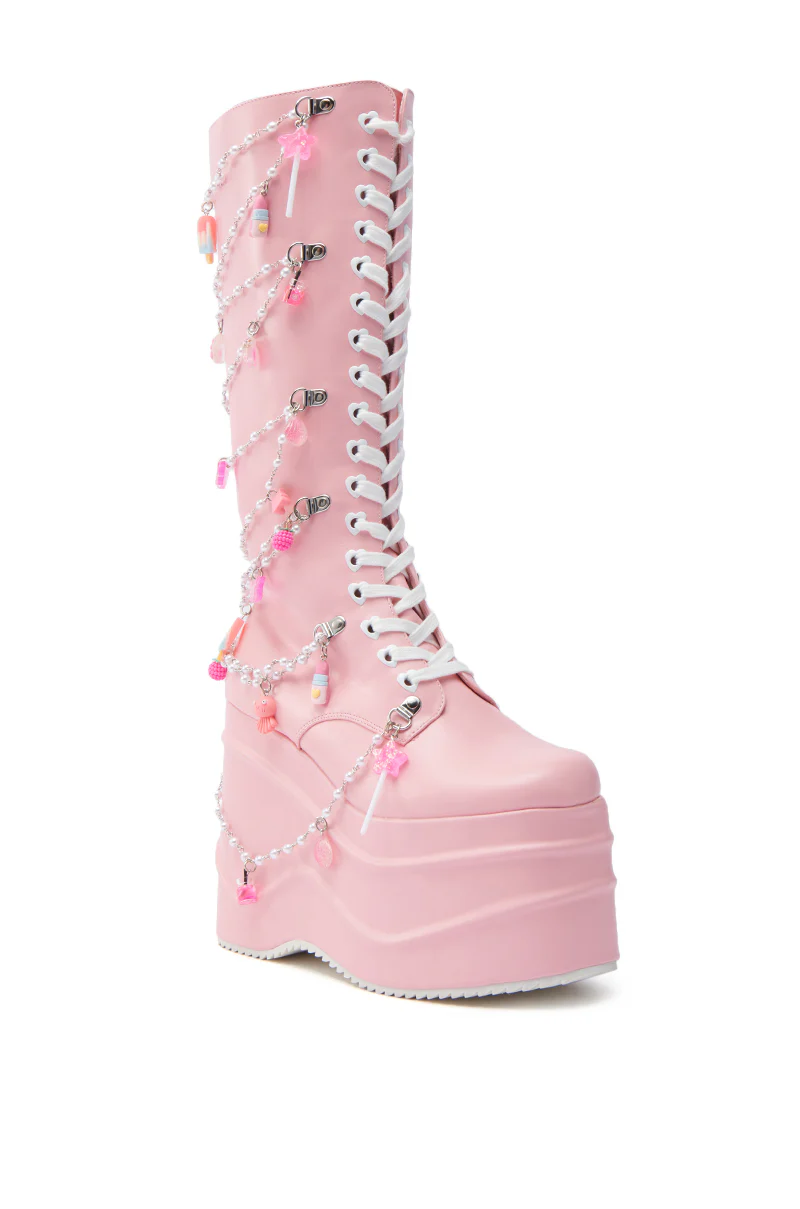 KOI FOOTWEAR THE DREAMSCAPE NOVELTY PINK FLATFORM BOOT - Image 4