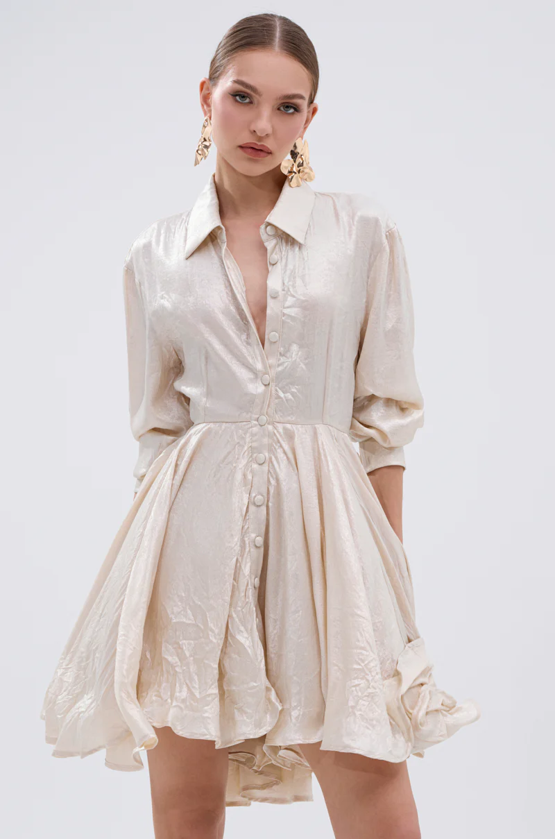 THE IT GIRL IVORY METALLIC MINI DRESS - Image 2