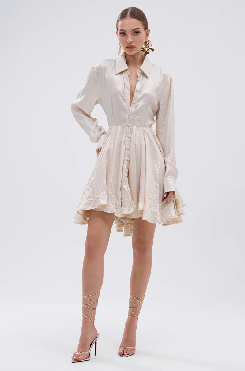 THE IT GIRL IVORY METALLIC MINI DRESS - Image 6