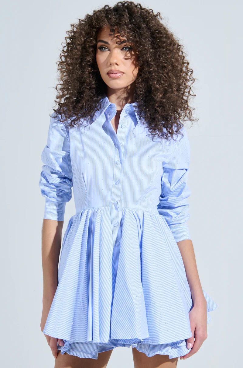 THE IT GIRL MINI DRESS IN STRIPED POPLIN - Image 3