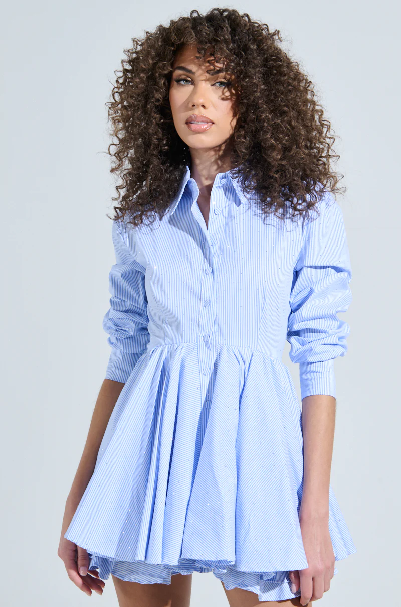 THE IT GIRL MINI DRESS IN STRIPED POPLIN - Image 4