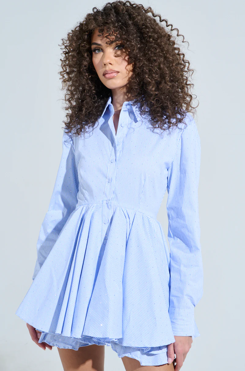 THE IT GIRL MINI DRESS IN STRIPED POPLIN - Image 5