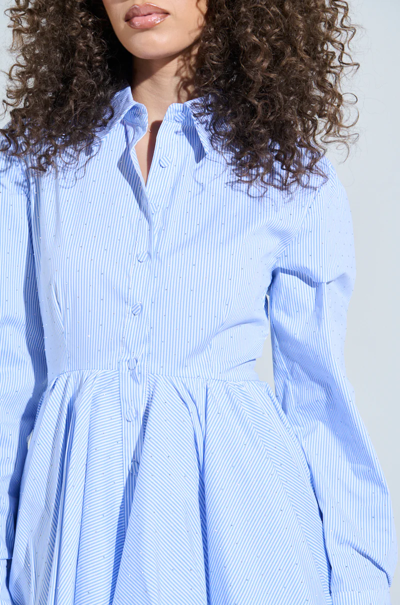 THE IT GIRL MINI DRESS IN STRIPED POPLIN - Image 9
