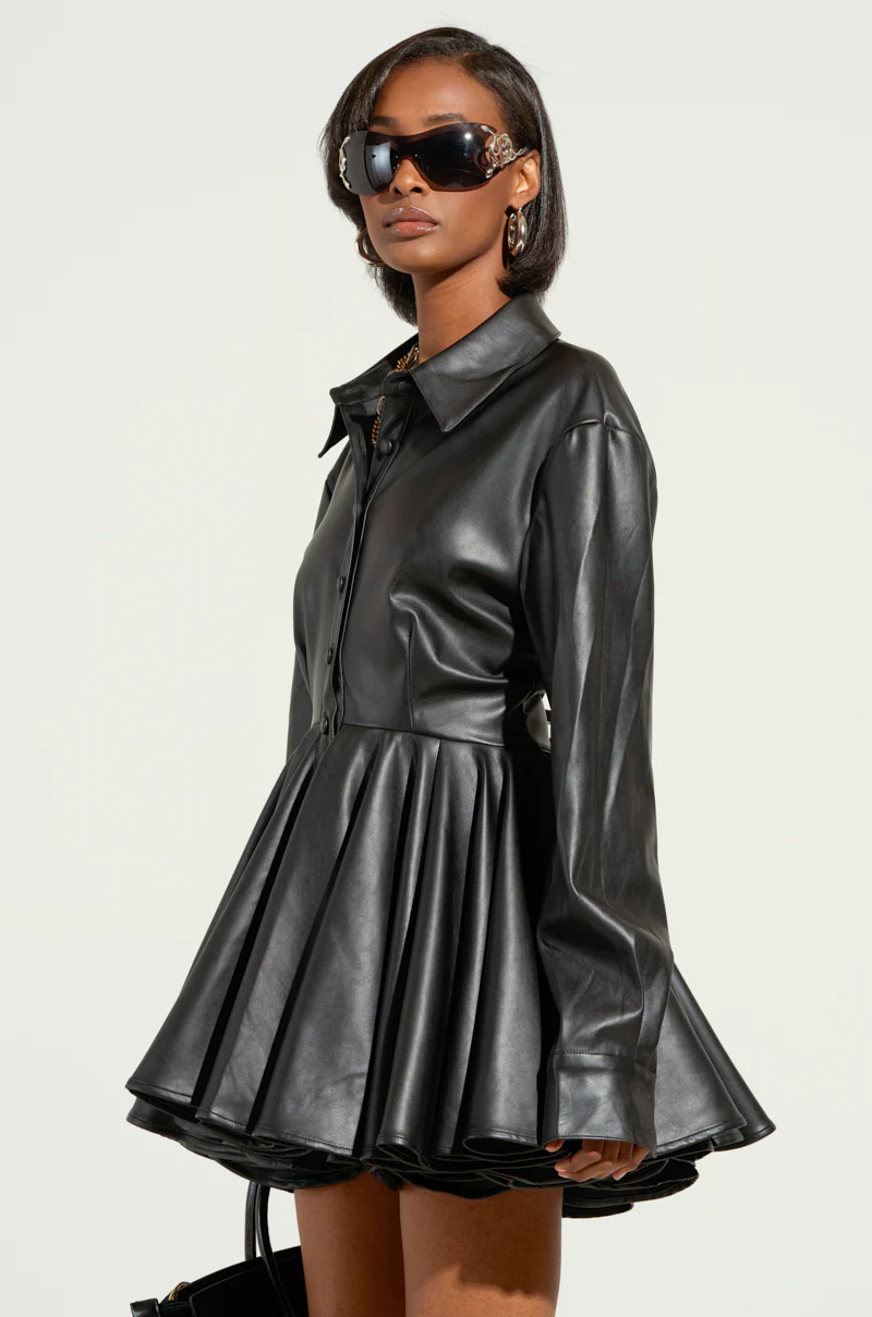 THE IT GIRL MINI DRESS IN BLACK PU - Image 3