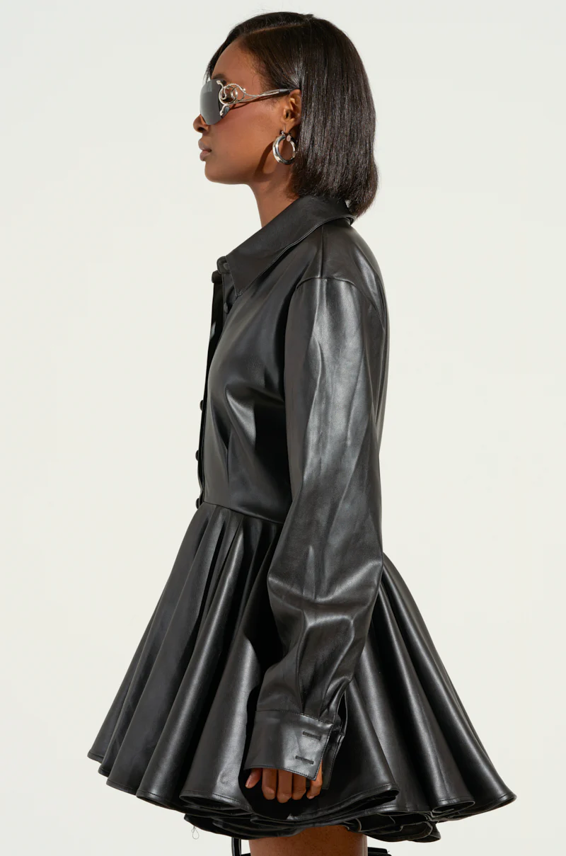 THE IT GIRL MINI DRESS IN BLACK PU - Image 4