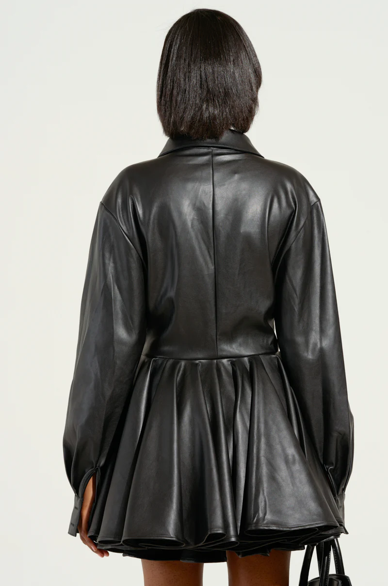 THE IT GIRL MINI DRESS IN BLACK PU - Image 5