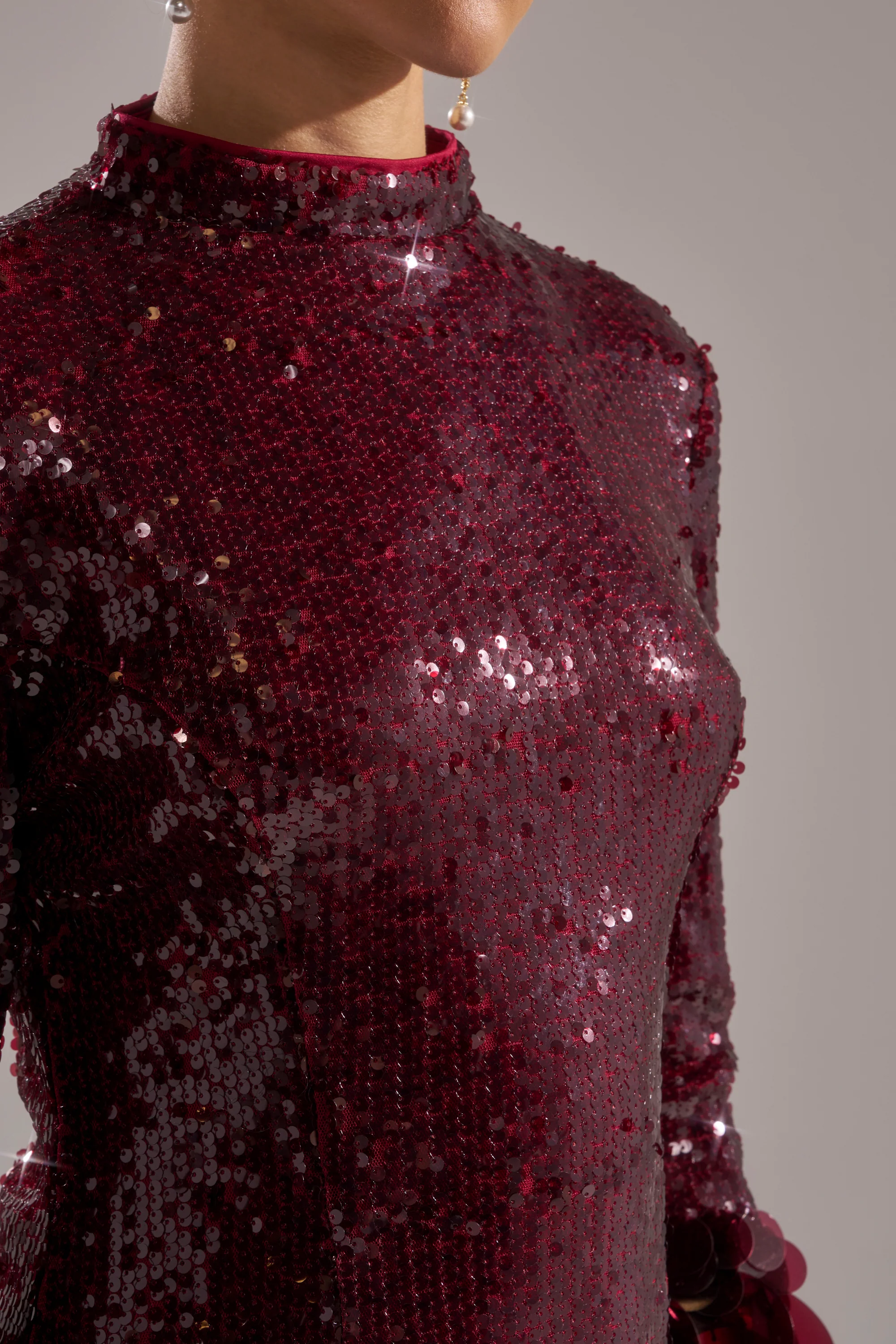 THE MOMENT SEQUIN MINI DRESS IN BURGUNDY - Image 5