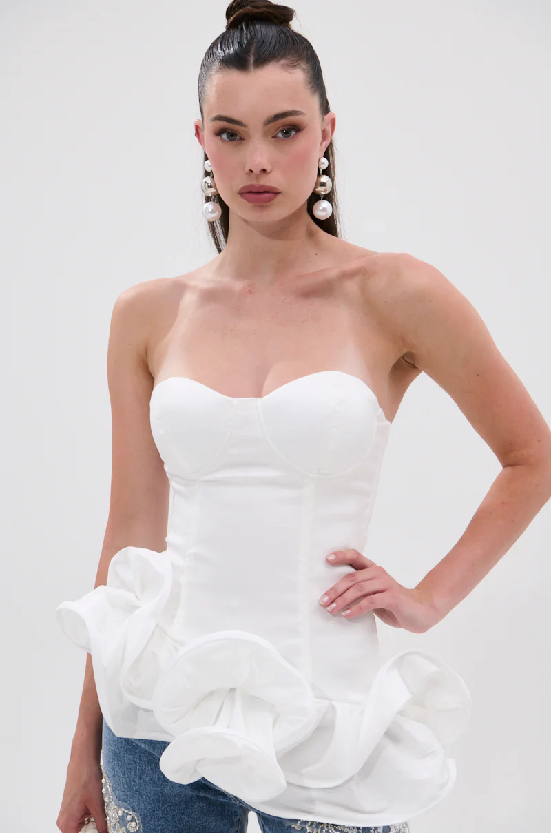 THE MORE YOU KNOW RUFFLE DETAIL CORSET TOP