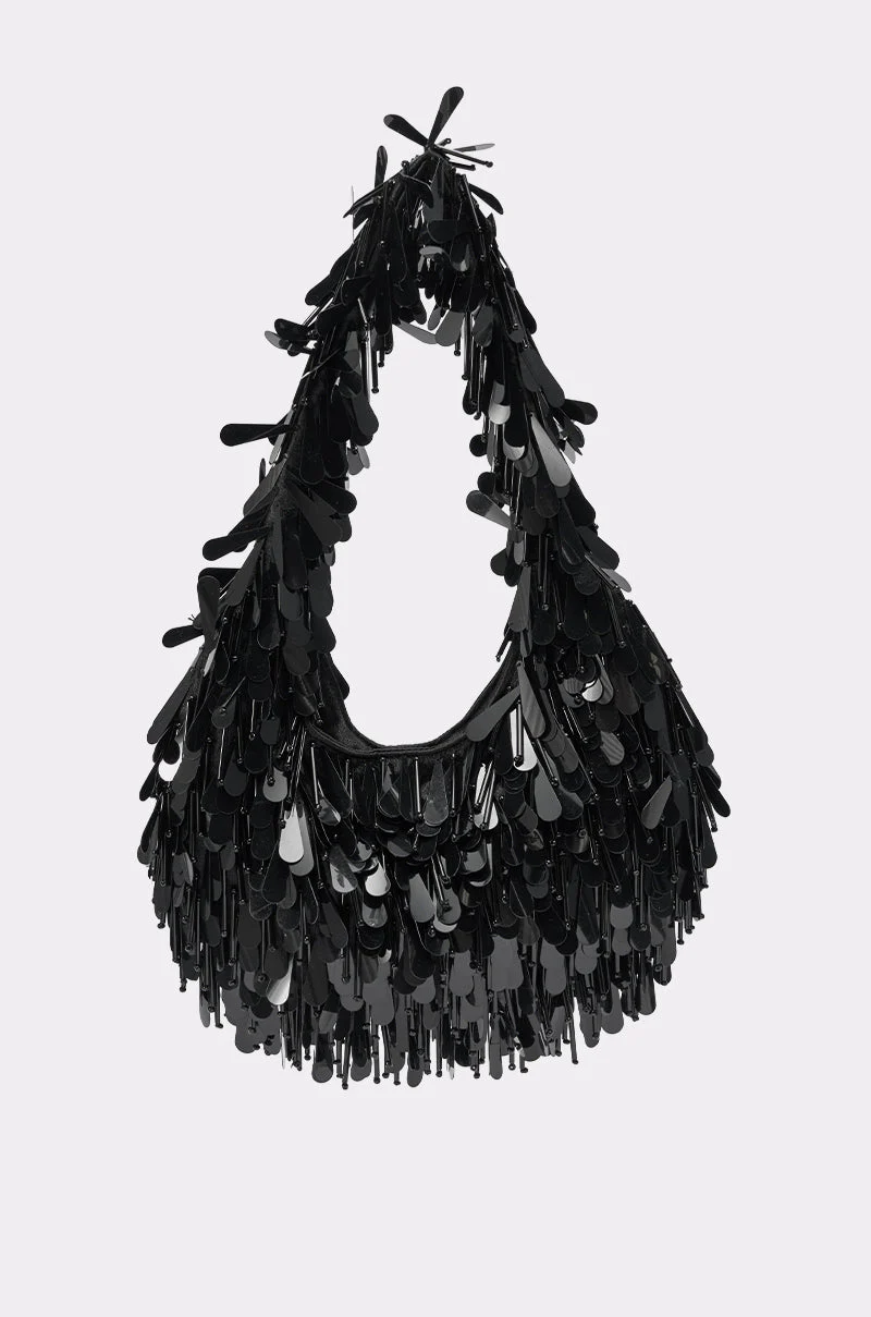 THE NOSTALGIA SEQUIN PURSE IN BLACK