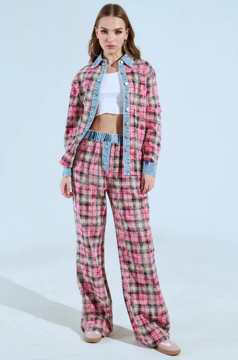 THE ONE PINK PLAID WIDE LEG PANT - Image 5