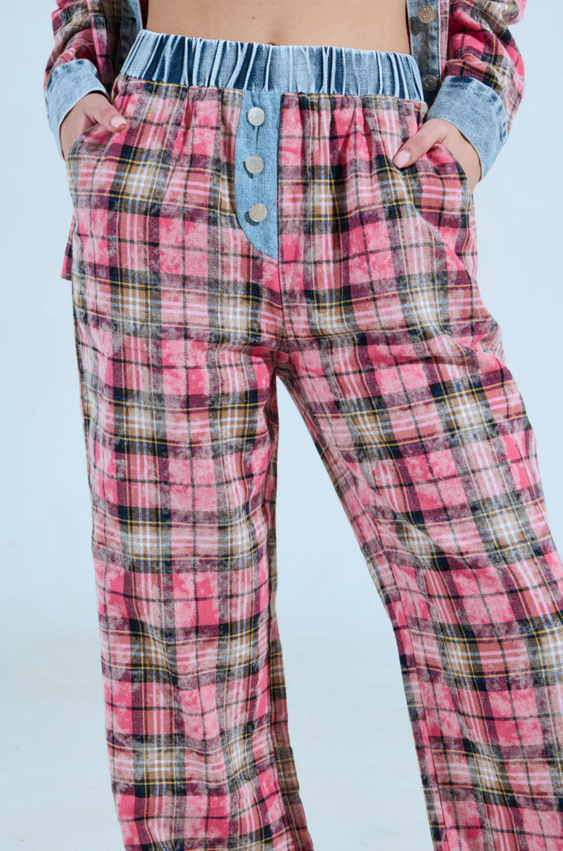 THE ONE PINK PLAID WIDE LEG PANT - Image 7