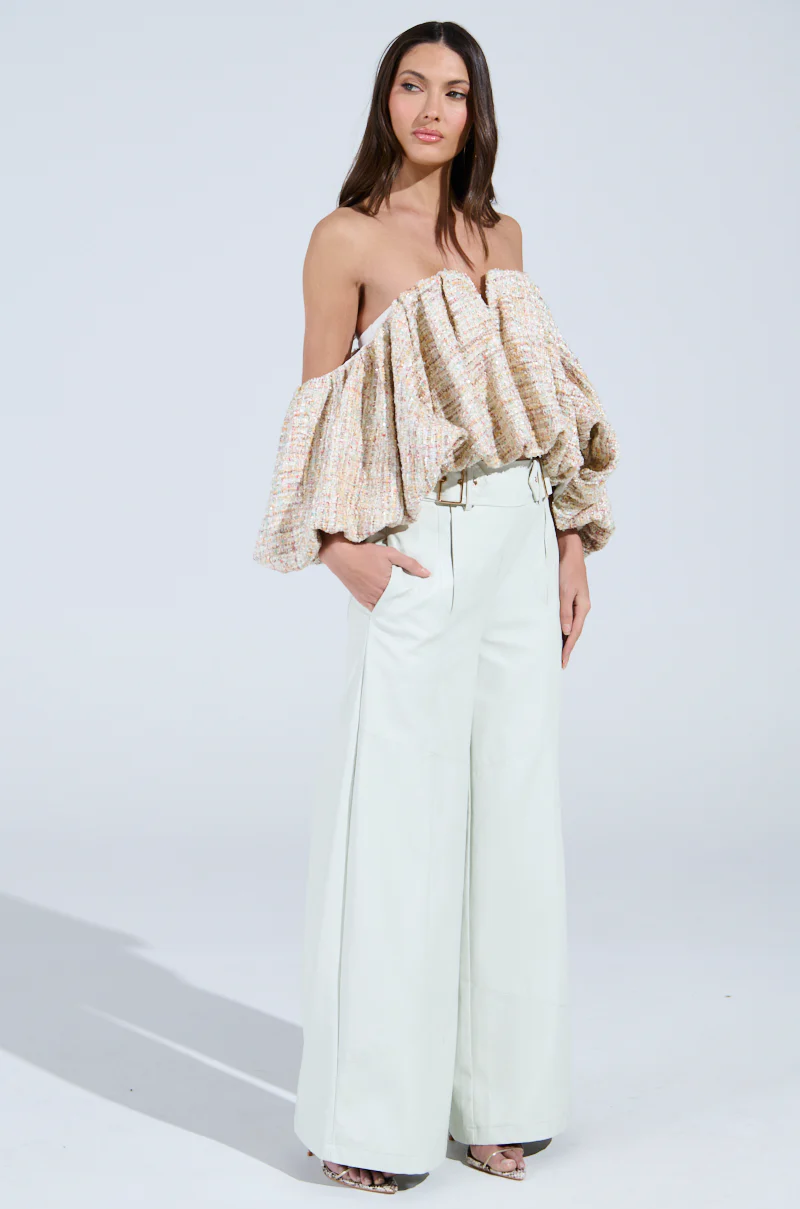 THE PRETTIEST FLOWER TWEED OFF-SHOULDER TOP - Image 7