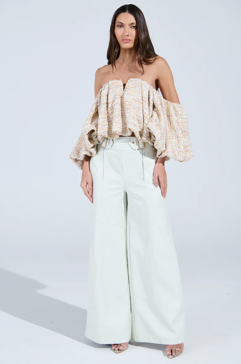 THE PRETTIEST FLOWER TWEED OFF-SHOULDER TOP - Image 8