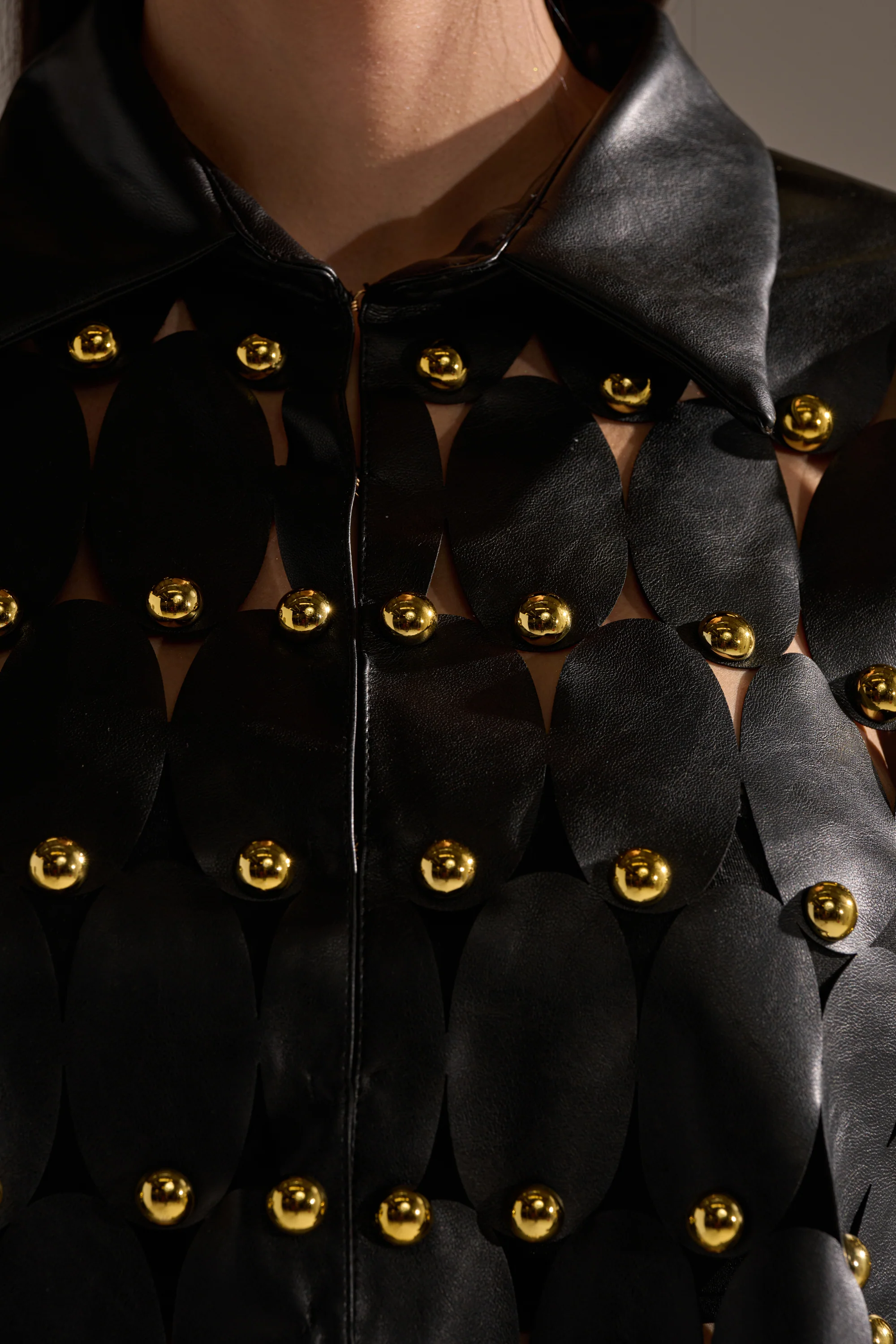 THE SNEAK PEEK STUDDED PU BLOUSE IN BLACK - Image 12