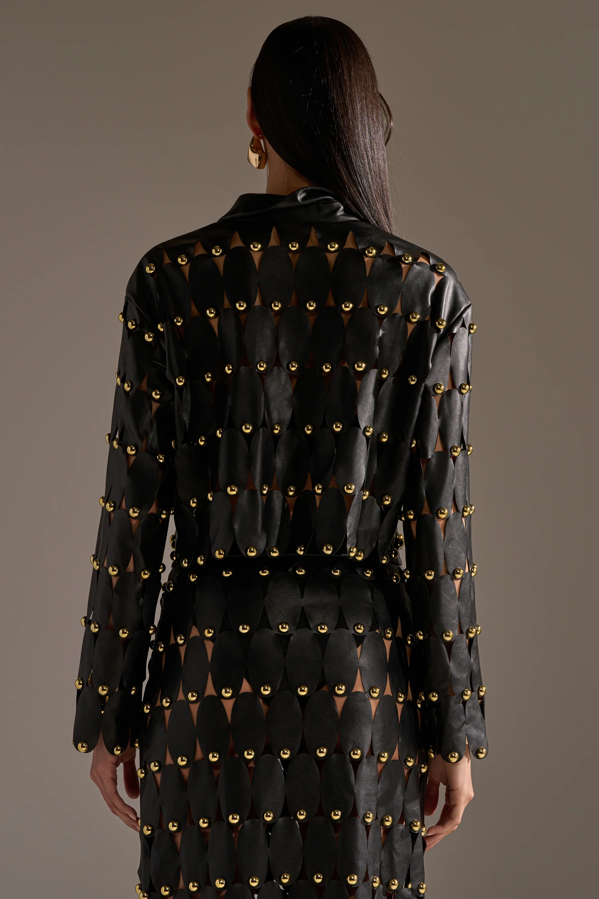 THE SNEAK PEEK STUDDED PU BLOUSE IN BLACK - Image 6