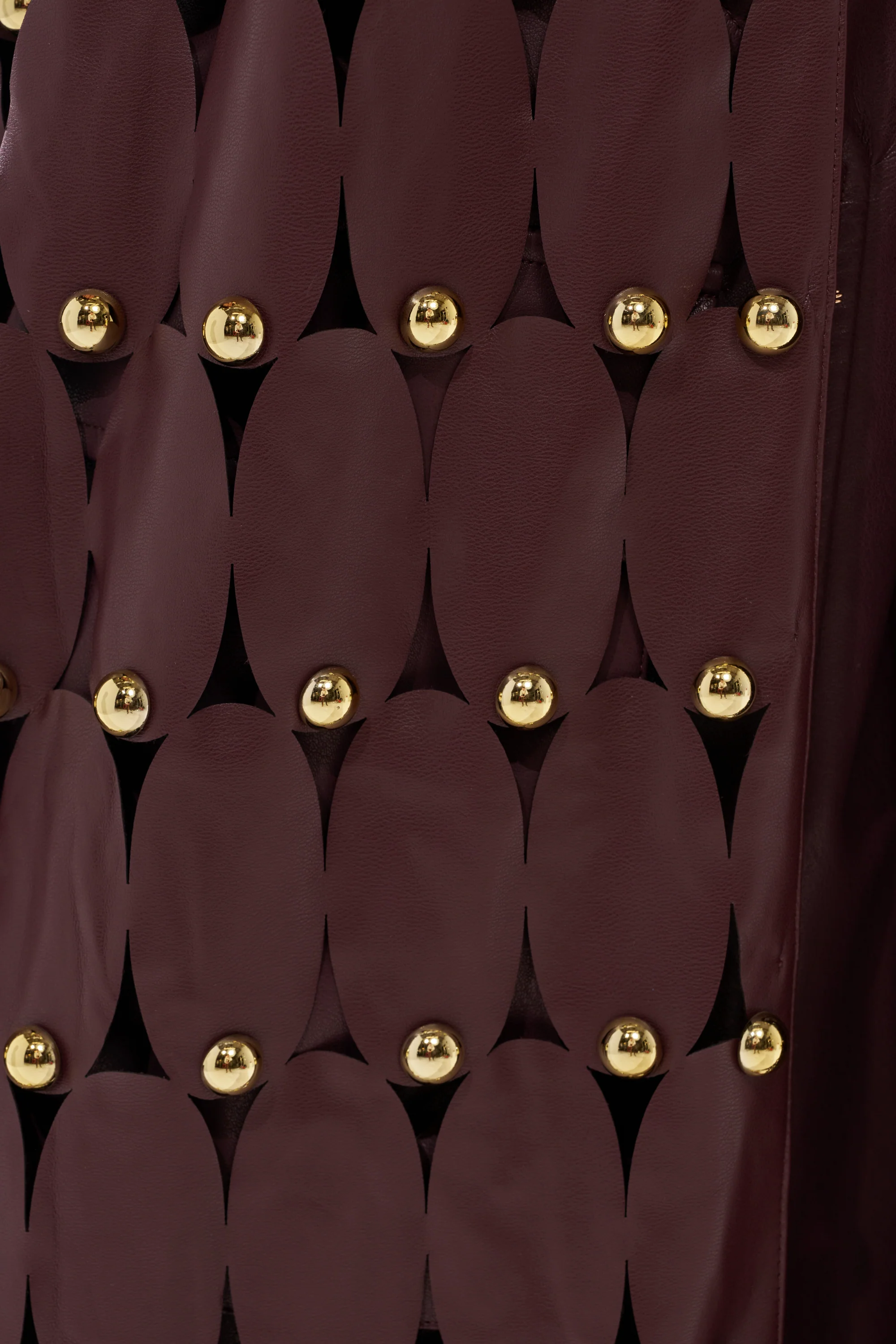 THE SNEAK PEEK STUDDED PU LONG CARDIGAN IN BURGUNDY - Image 7