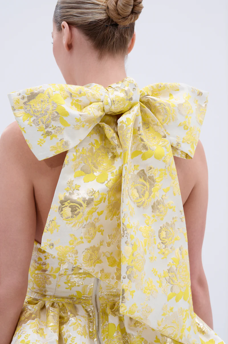 THE TOPIC AND TOP PICK BROCADE MINI DRESS IN YELLOW - Image 6