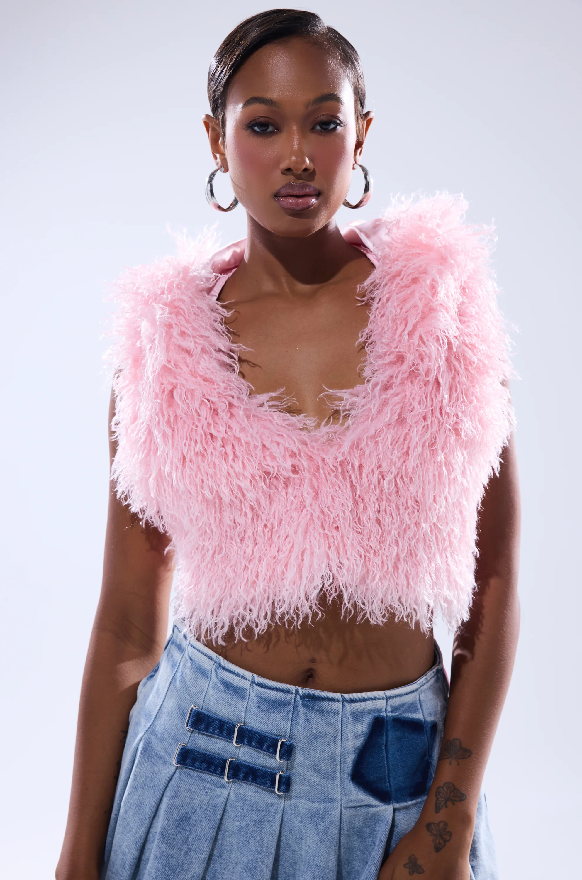 THINK ABOUT YOU ALL THE TIME FUR BLOUSE IN PINK - Image 4