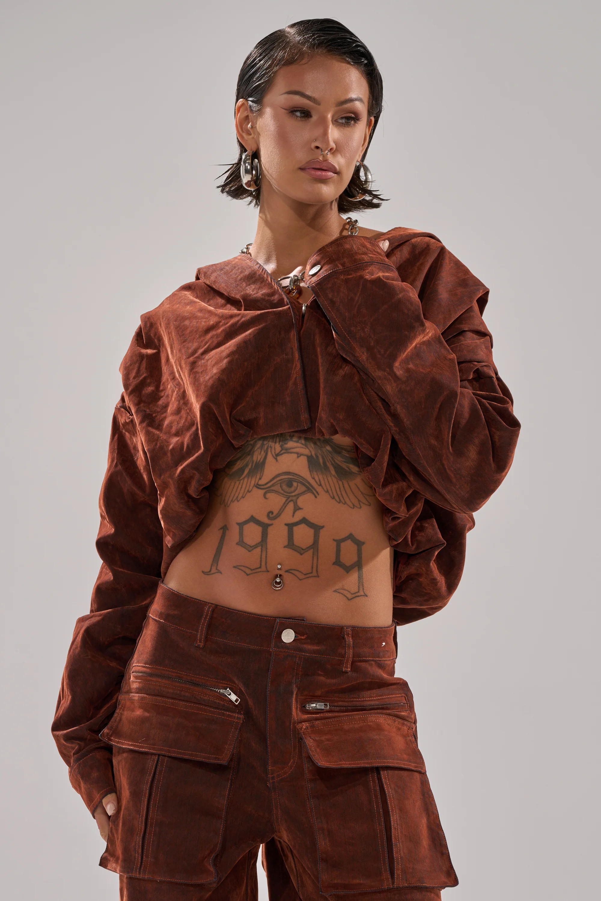 THINK ABOUT YOU ALL THE TIME VELVET DENIM LONG SLEEVE TOP