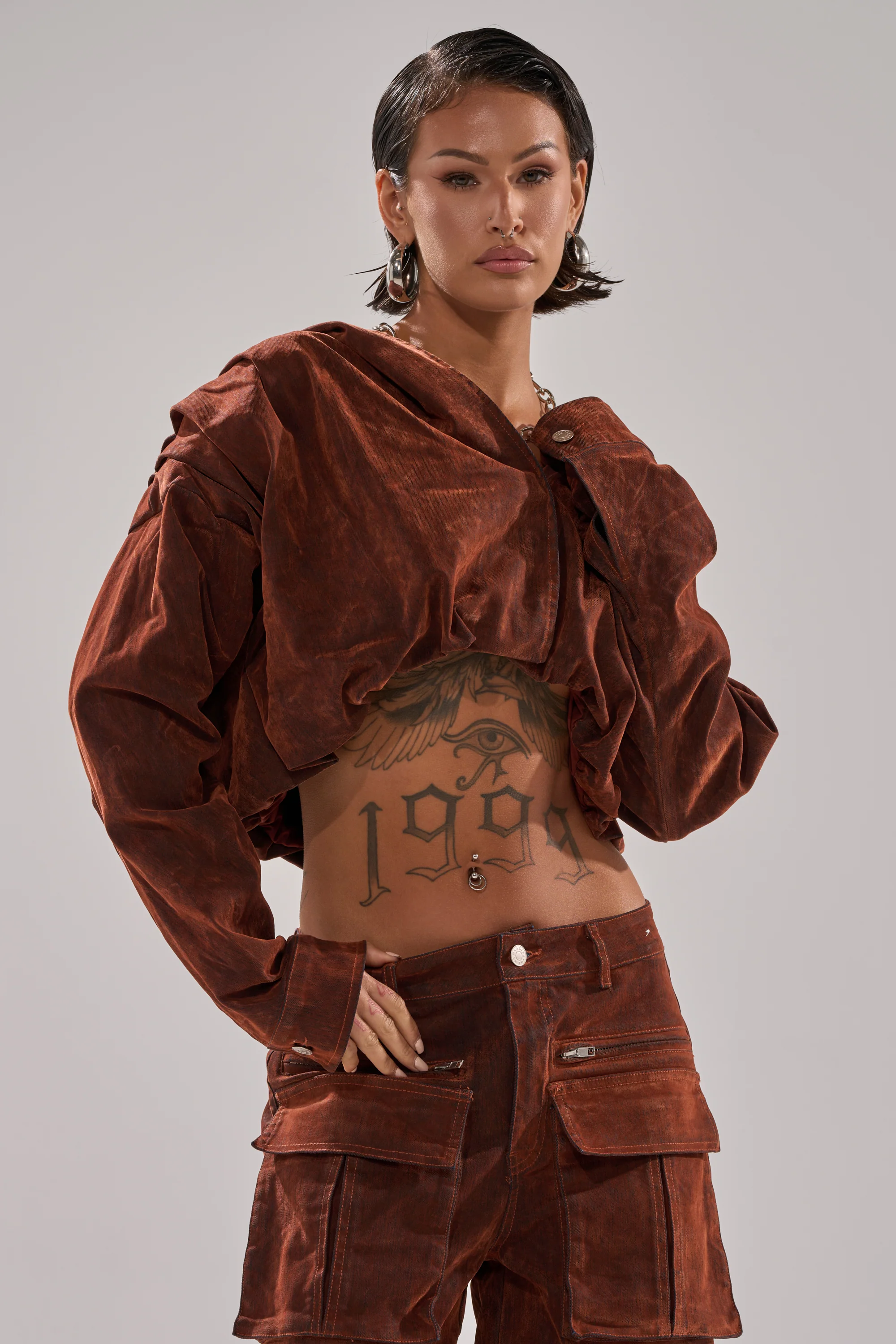 THINK ABOUT YOU ALL THE TIME VELVET DENIM LONG SLEEVE TOP - Image 3