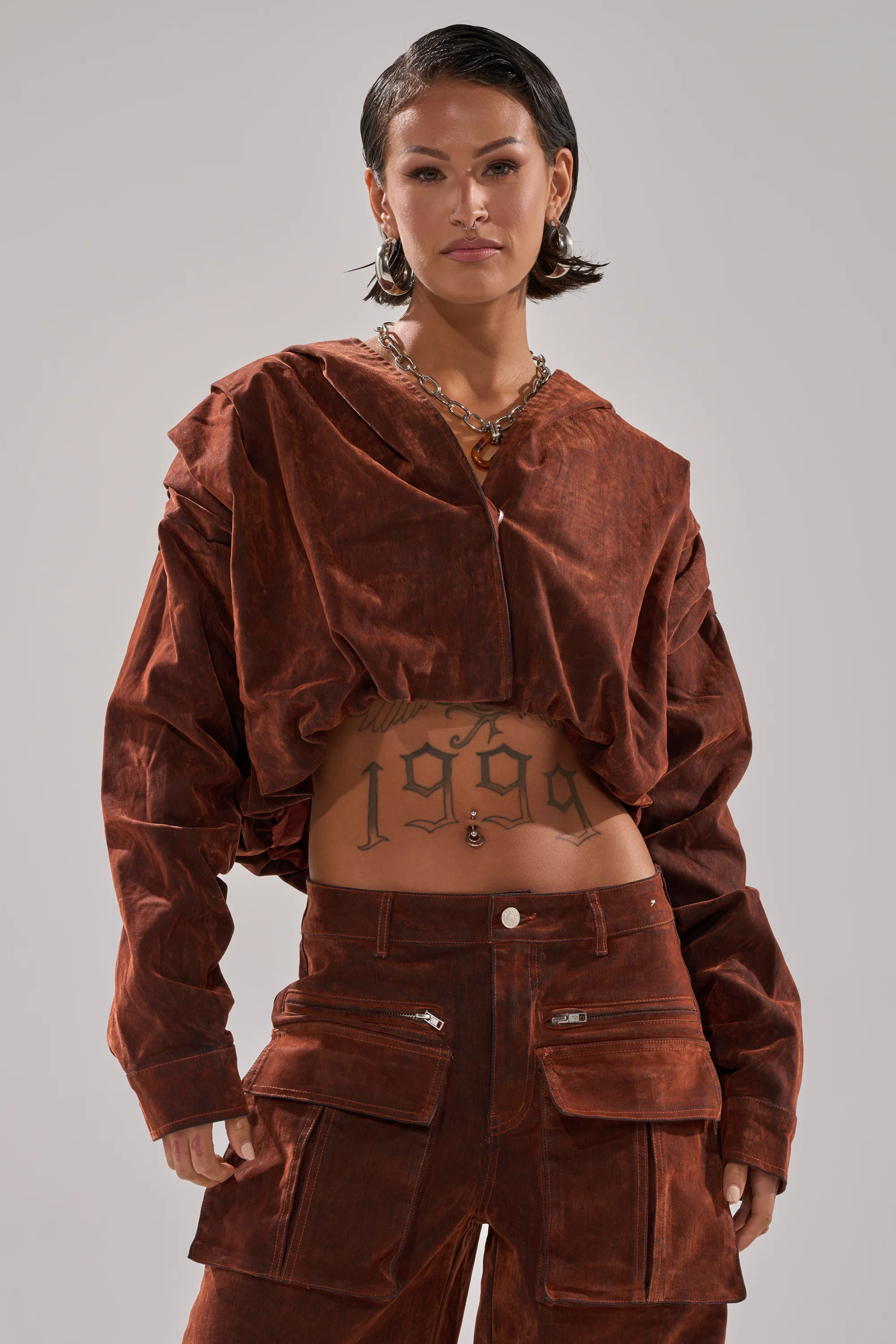 THINK ABOUT YOU ALL THE TIME VELVET DENIM LONG SLEEVE TOP - Image 4