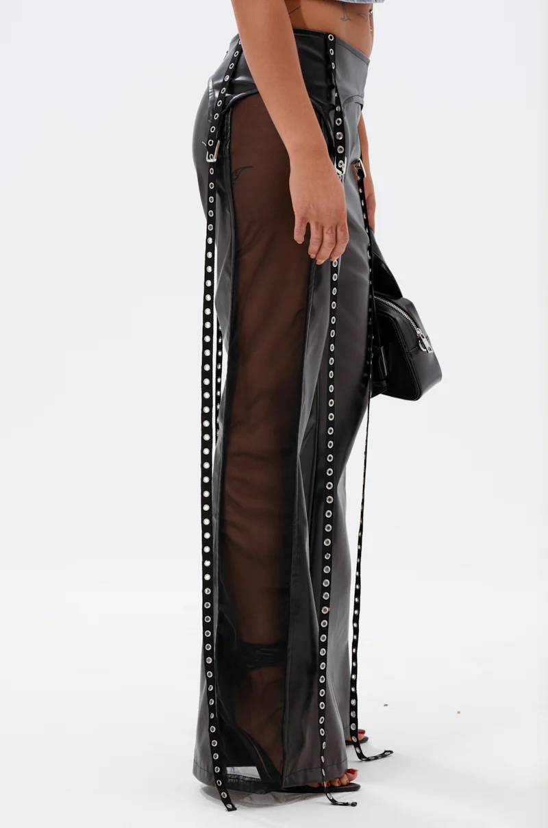 THIS GIRL IS ON FIRL FAUX LEATHER FLARE PANT - Image 3