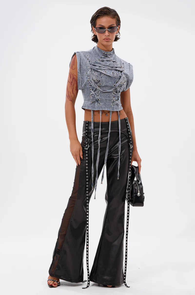 THIS GIRL IS ON FIRL FAUX LEATHER FLARE PANT - Image 5