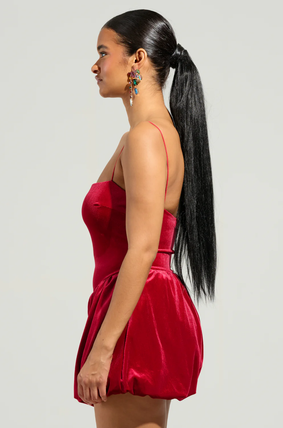 THIS MOMENT VELVET ROMPER IN RED - Image 3