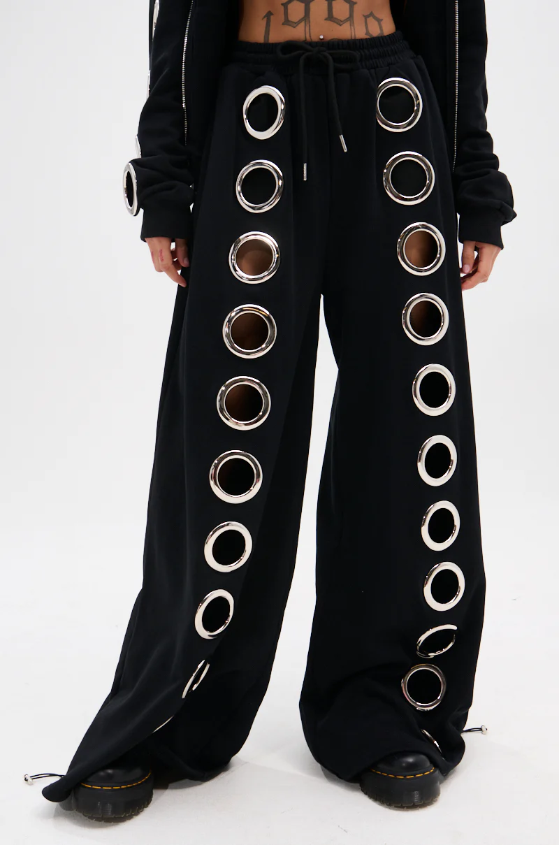 THROUGH THE NIGHT WIDE LEG SWEATPANT WITH HOLES - Image 4
