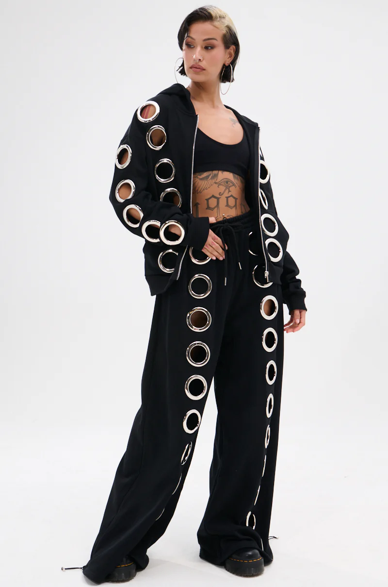 THROUGH THE NIGHT WIDE LEG SWEATPANT WITH HOLES - Image 8