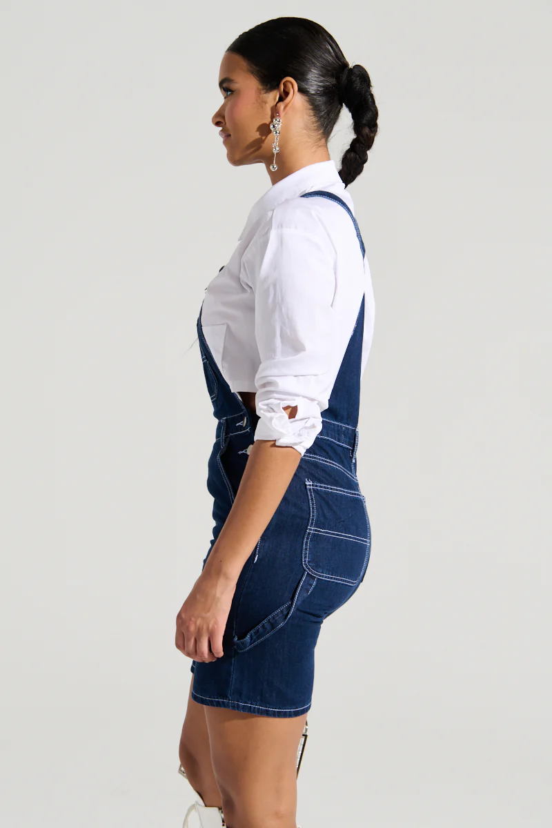 THROWING IT DOWN DENIM SHORT OVERALL - Image 6