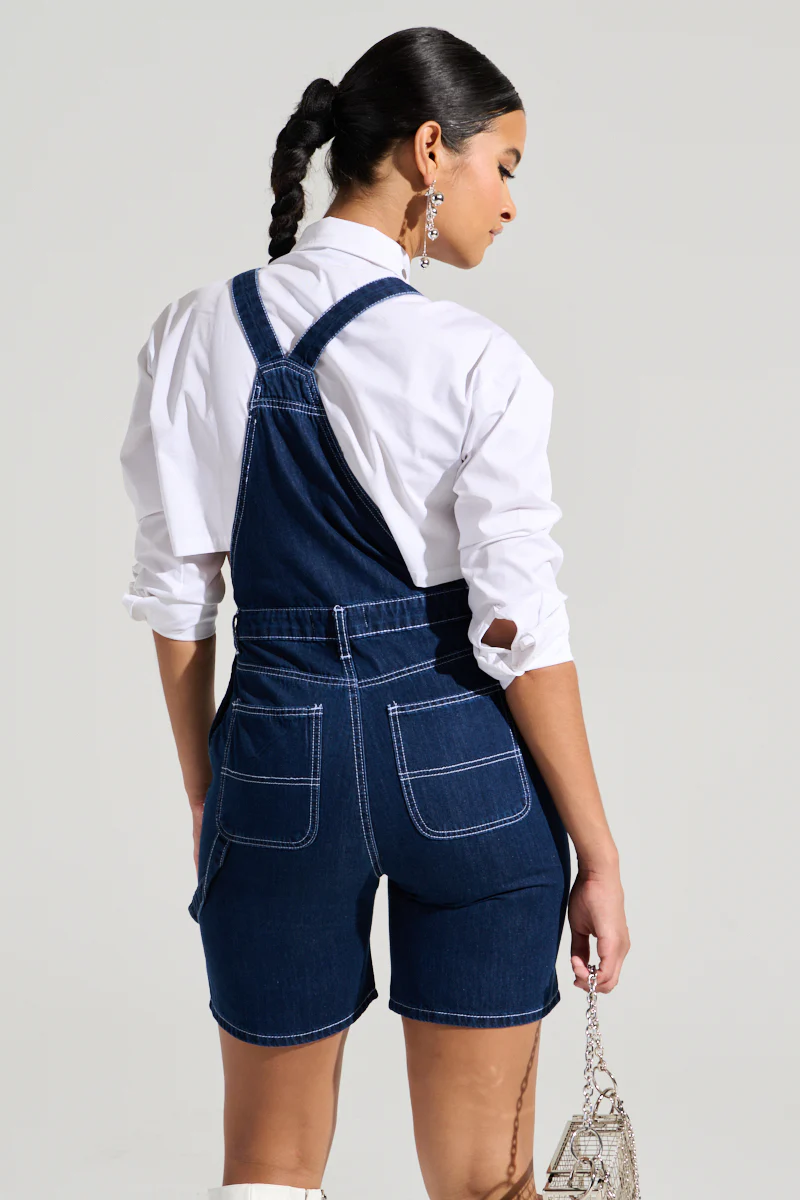 THROWING IT DOWN DENIM SHORT OVERALL - Image 7