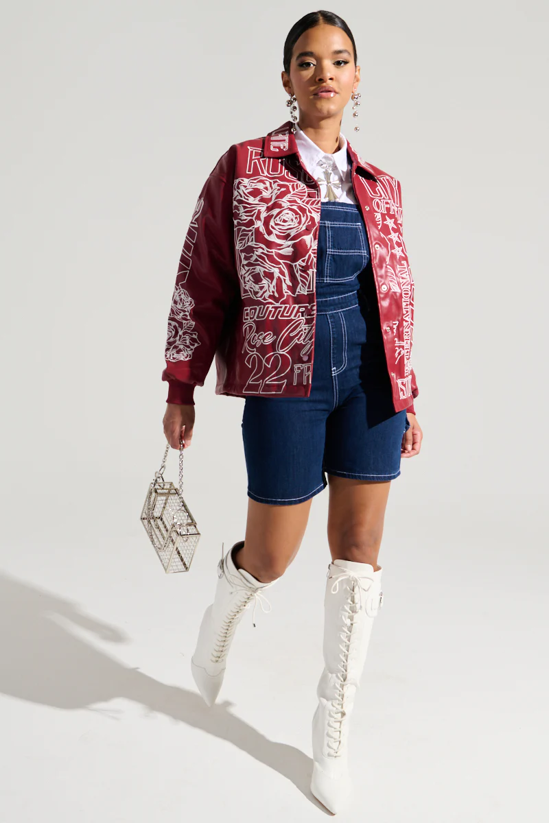 THROWING IT DOWN DENIM SHORT OVERALL - Image 9