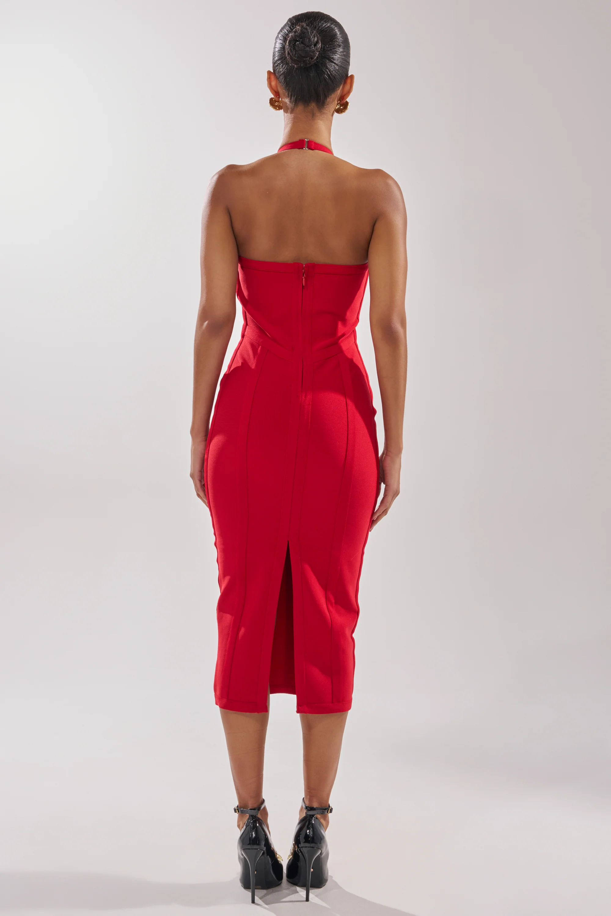 TIA BANDAGE MIDI DRESS IN RED - Image 5