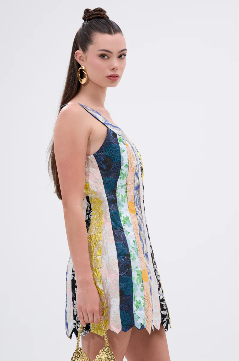 TIE ME DOWN AGAIN MINI DRESS IN BROCADE - Image 3