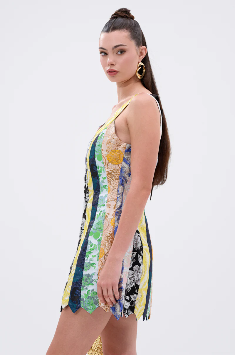 TIE ME DOWN AGAIN MINI DRESS IN BROCADE - Image 4