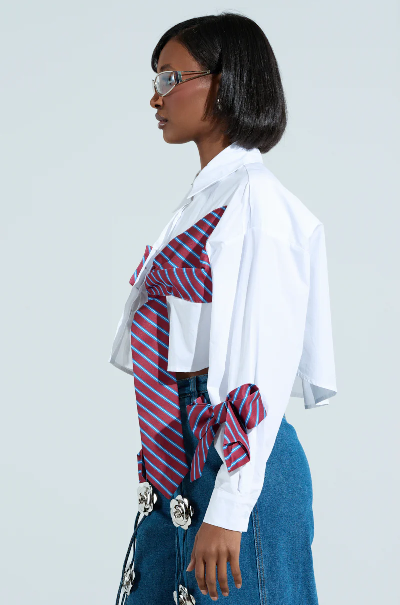 TIED TO YOU BUTTON DOWN BLOUSE - Image 3