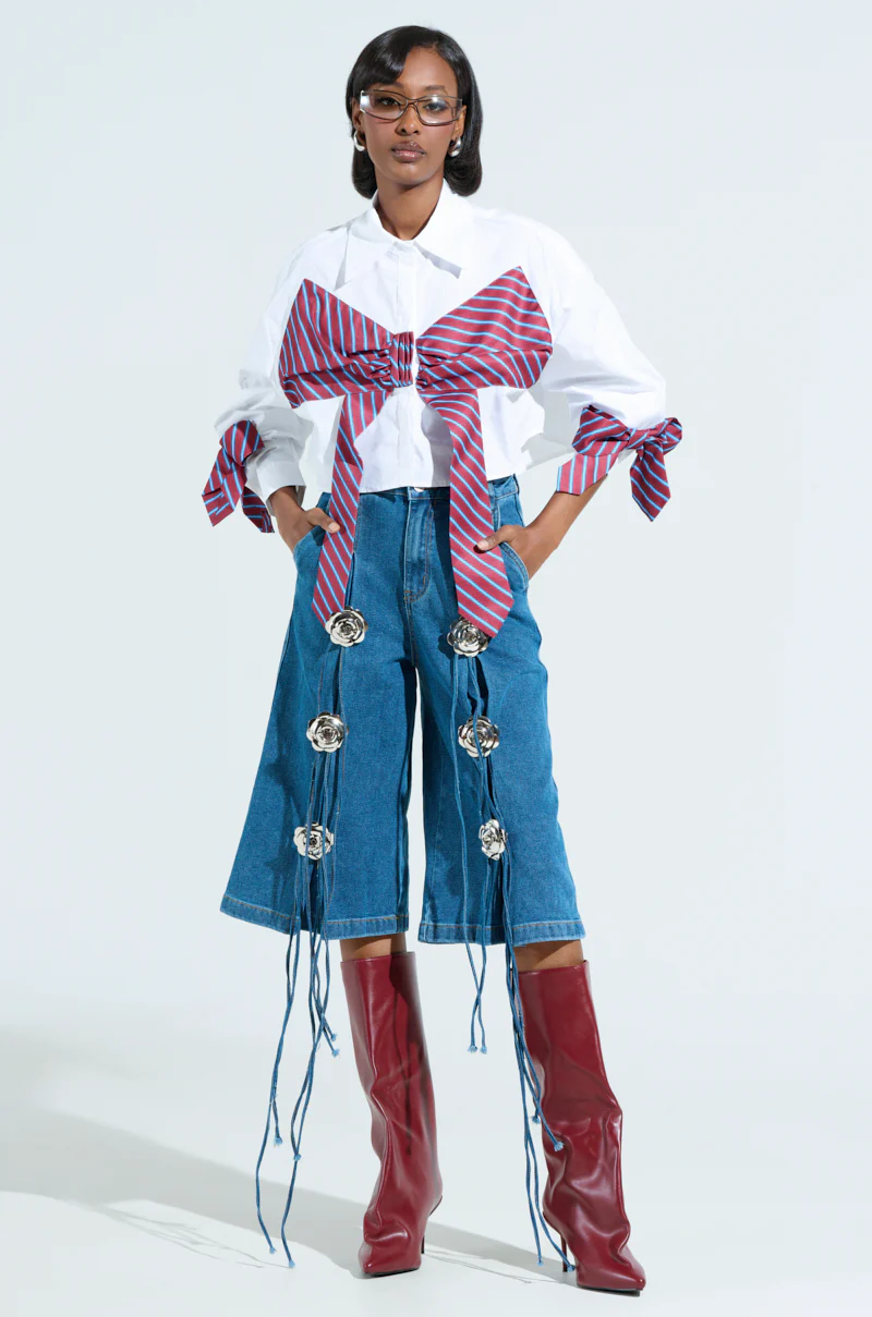 TIED TO YOU BUTTON DOWN BLOUSE - Image 5