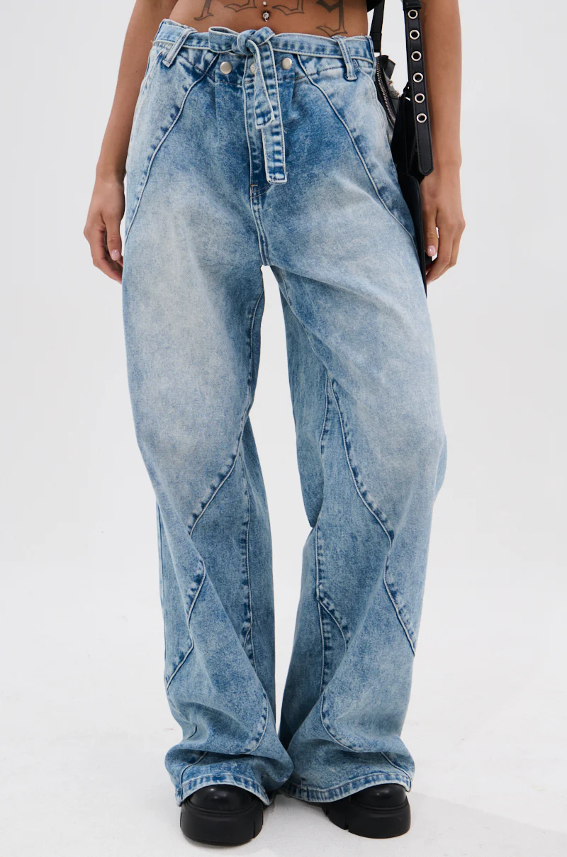 TIED TO YOU RELAXED DENIM PANT WITH TIE BELT - Image 3