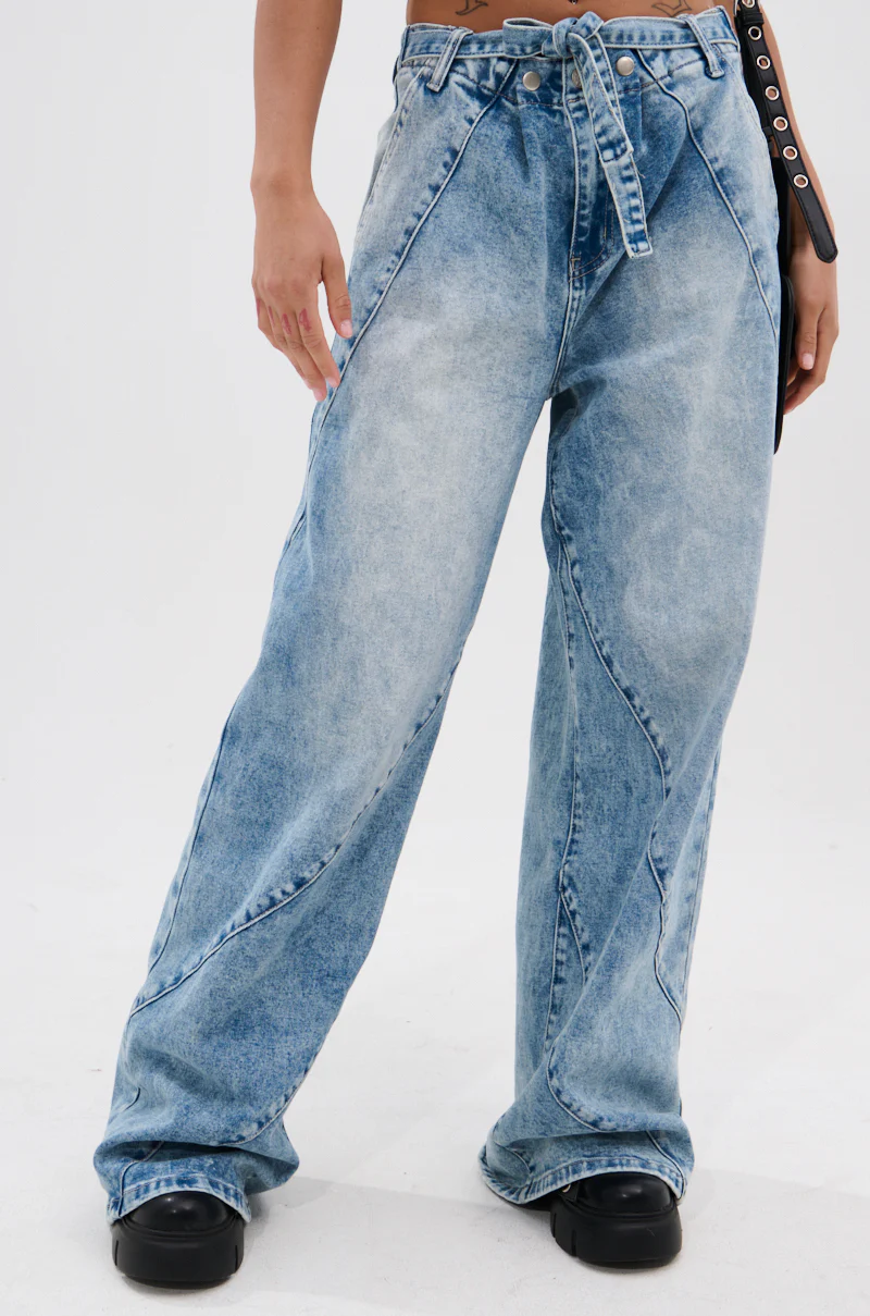 TIED TO YOU RELAXED DENIM PANT WITH TIE BELT - Image 4
