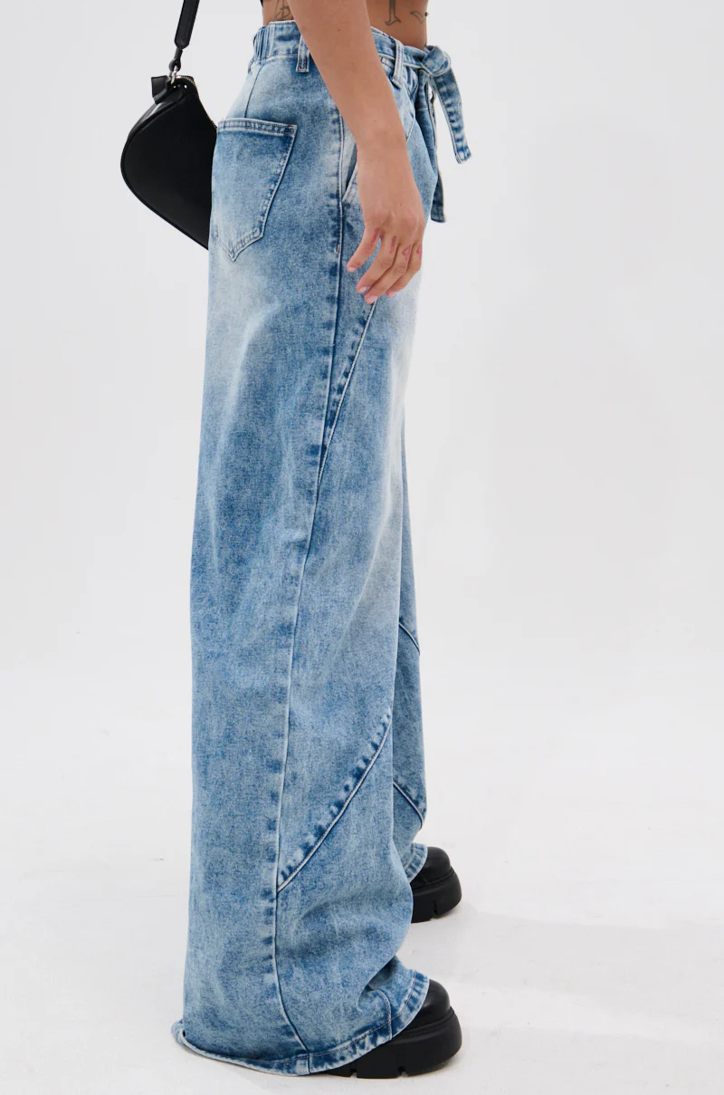 TIED TO YOU RELAXED DENIM PANT WITH TIE BELT - Image 5