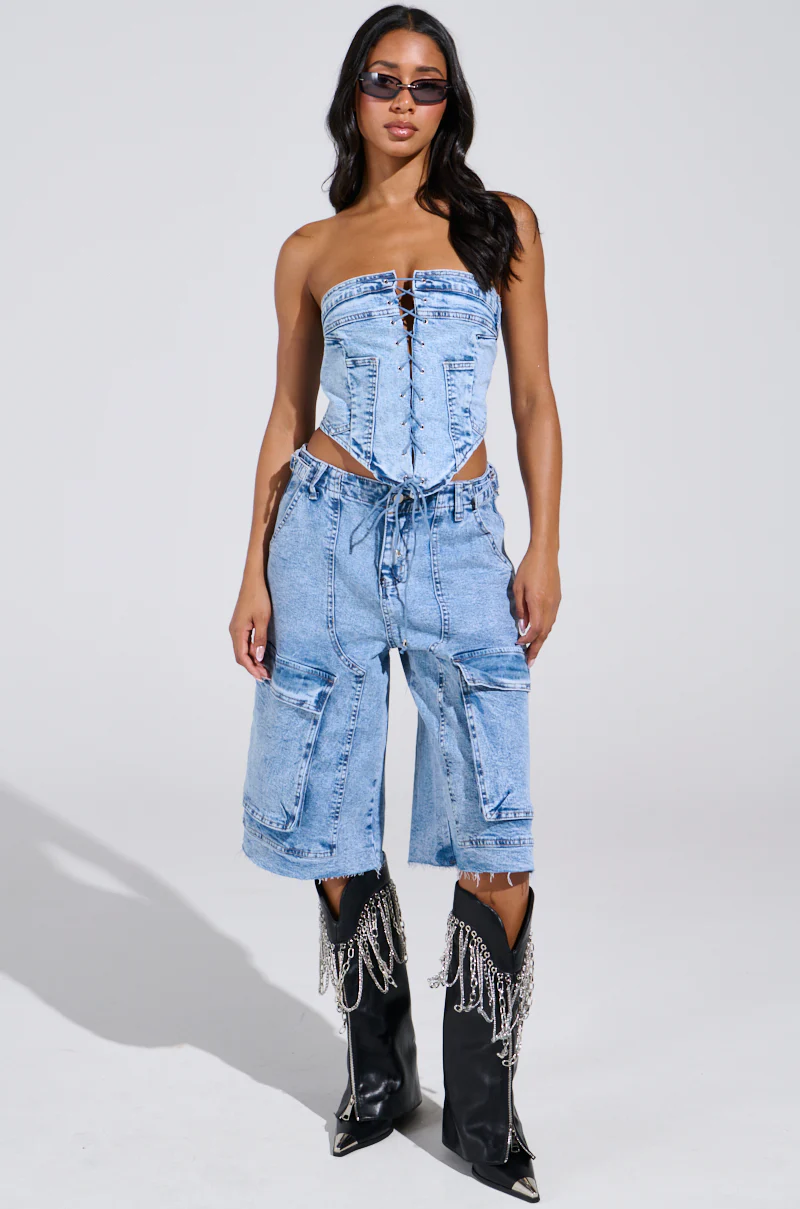 TIED UP DENIM CORSET - Image 7