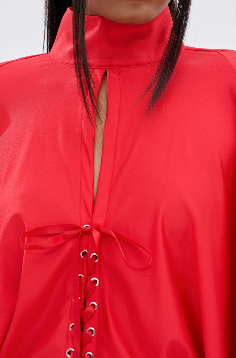 TIERRA TIE FRONT MOCK NECK BLOUSE - Image 11
