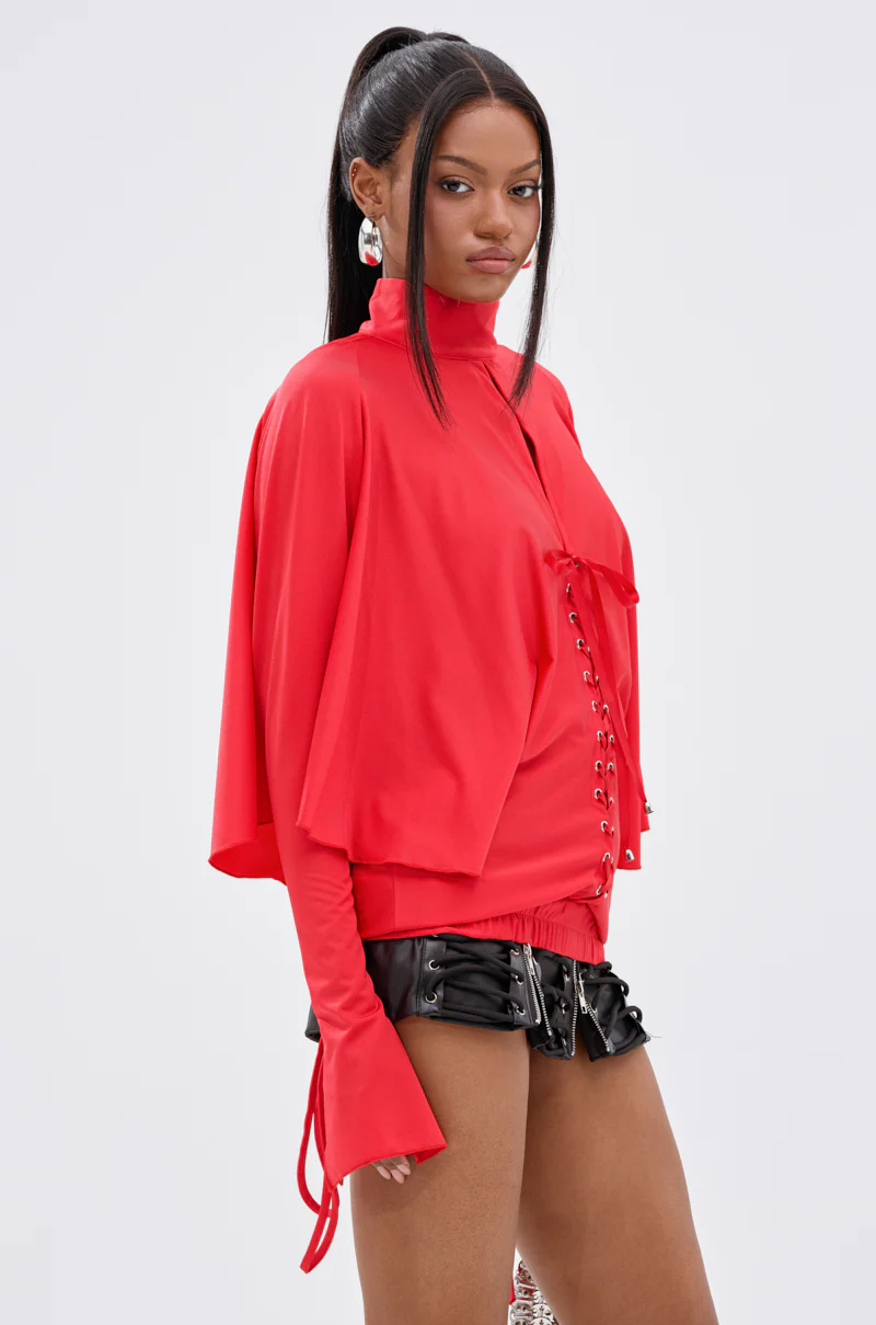 TIERRA TIE FRONT MOCK NECK BLOUSE - Image 6