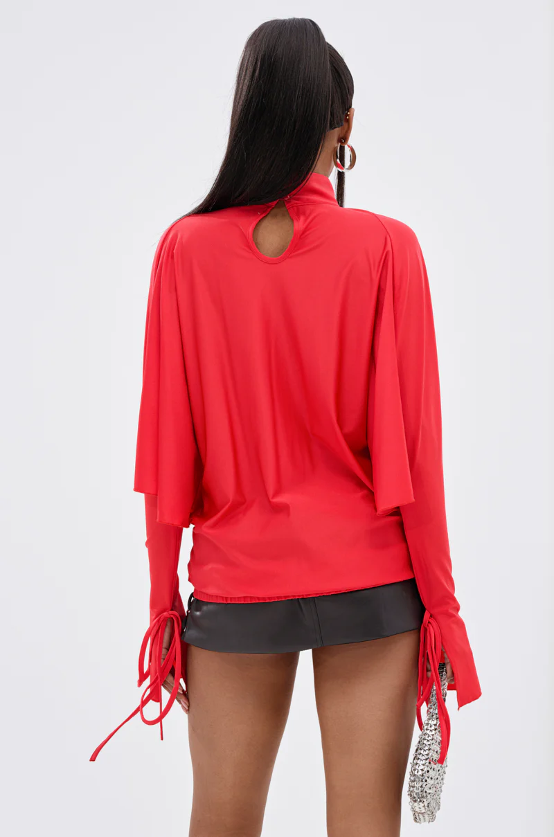 TIERRA TIE FRONT MOCK NECK BLOUSE - Image 7