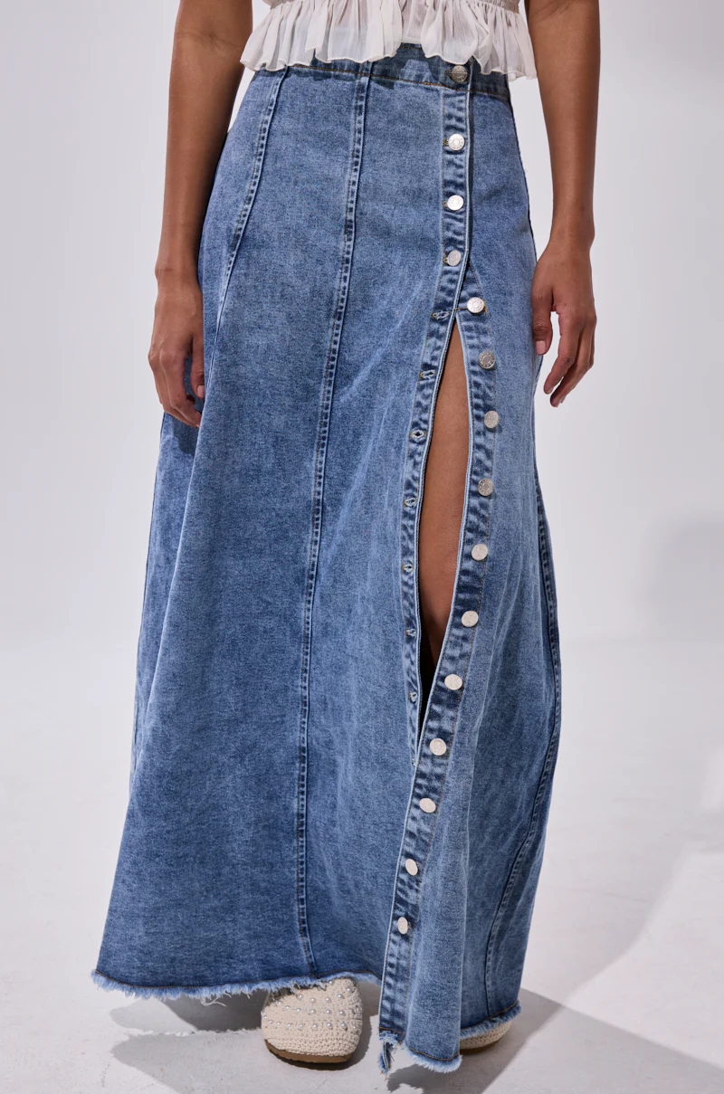 TIFFANY BLUE DENIM MAXI SKIRT - Image 2